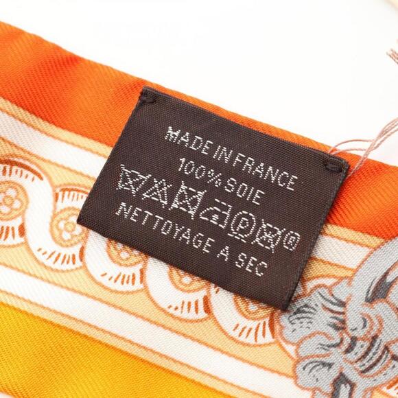 HERMES Authentic Orange Silk Scarf - Picture 3 of 5